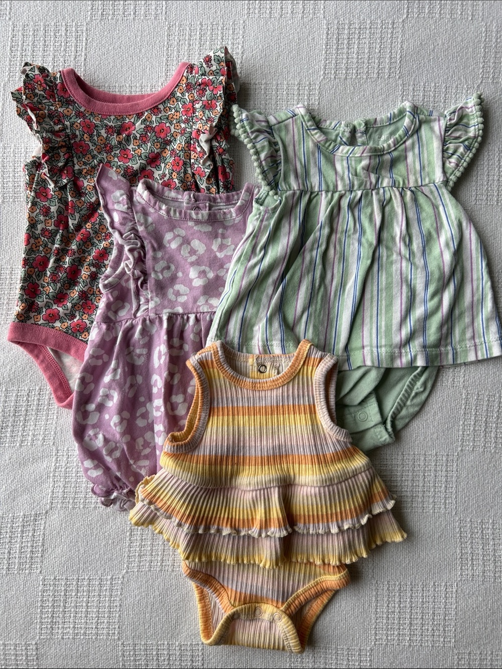 4 Girls sleeveless onesie outfits Newborn size